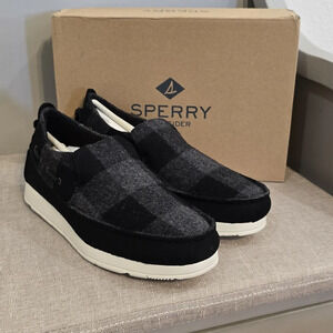 Sperry Mens Moc-Slider Buffalo Checkered Black/Grey Size 9 NEW